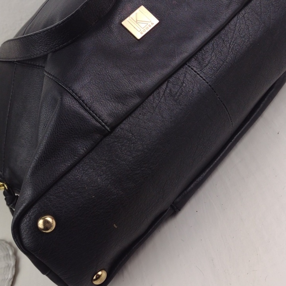 Classic Black Very Soft Leather Like Multi Tasseled Gold Tone HardwareTote Bag - Picture 10 of 14